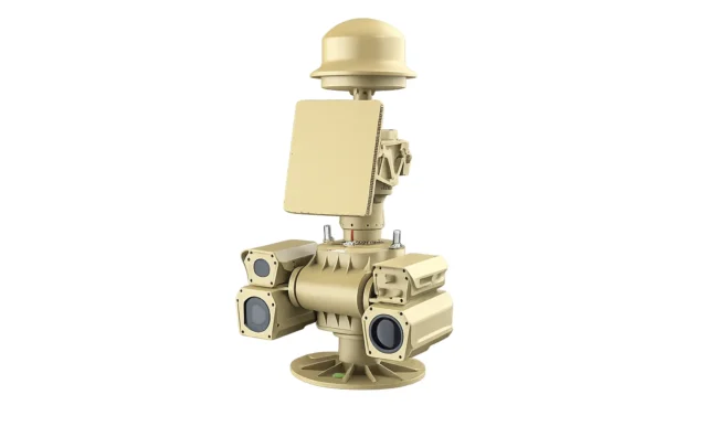 Système anti-drone multi-capteurs EOS AUS70 avec caméra de suivi et antennes