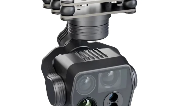 Caméra pour drones EOS-C14 Pro, vue de trois quarts